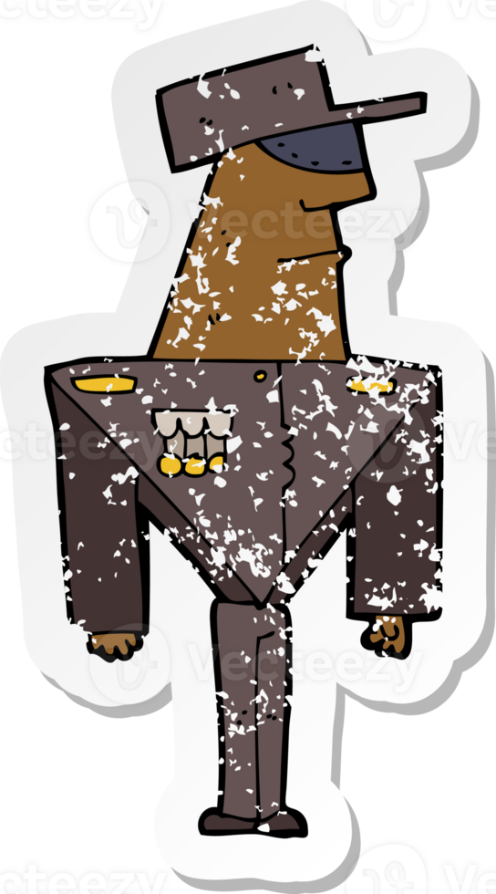 retro distressed sticker of a cartoon guard png