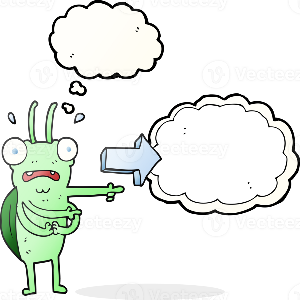 thought bubble cartoon bug pointing png