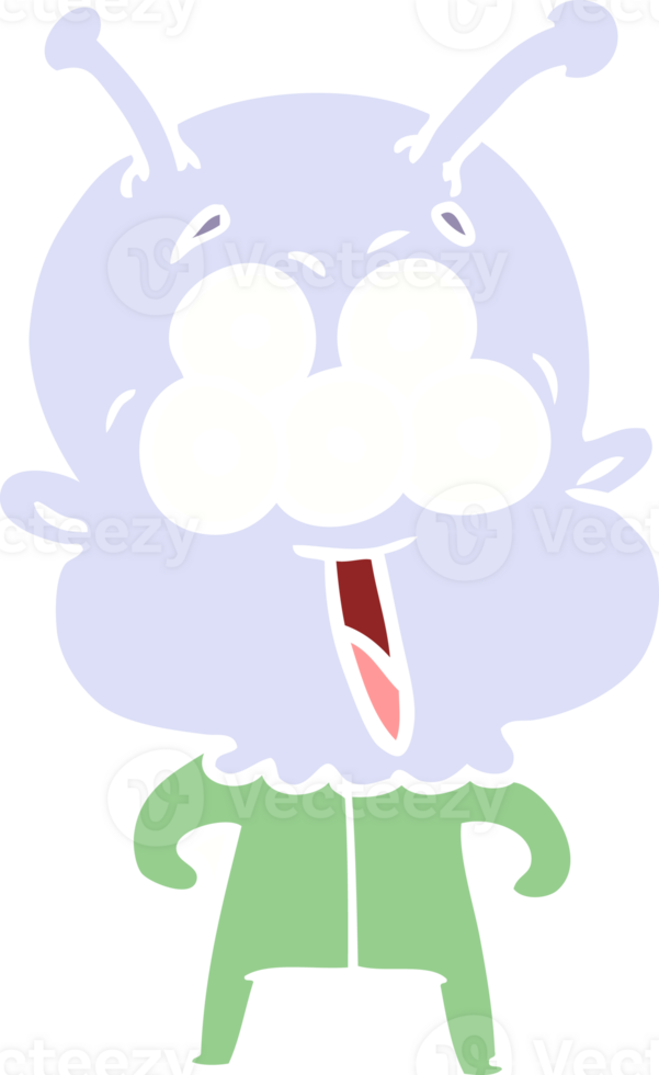 happy flat color style cartoon alien png
