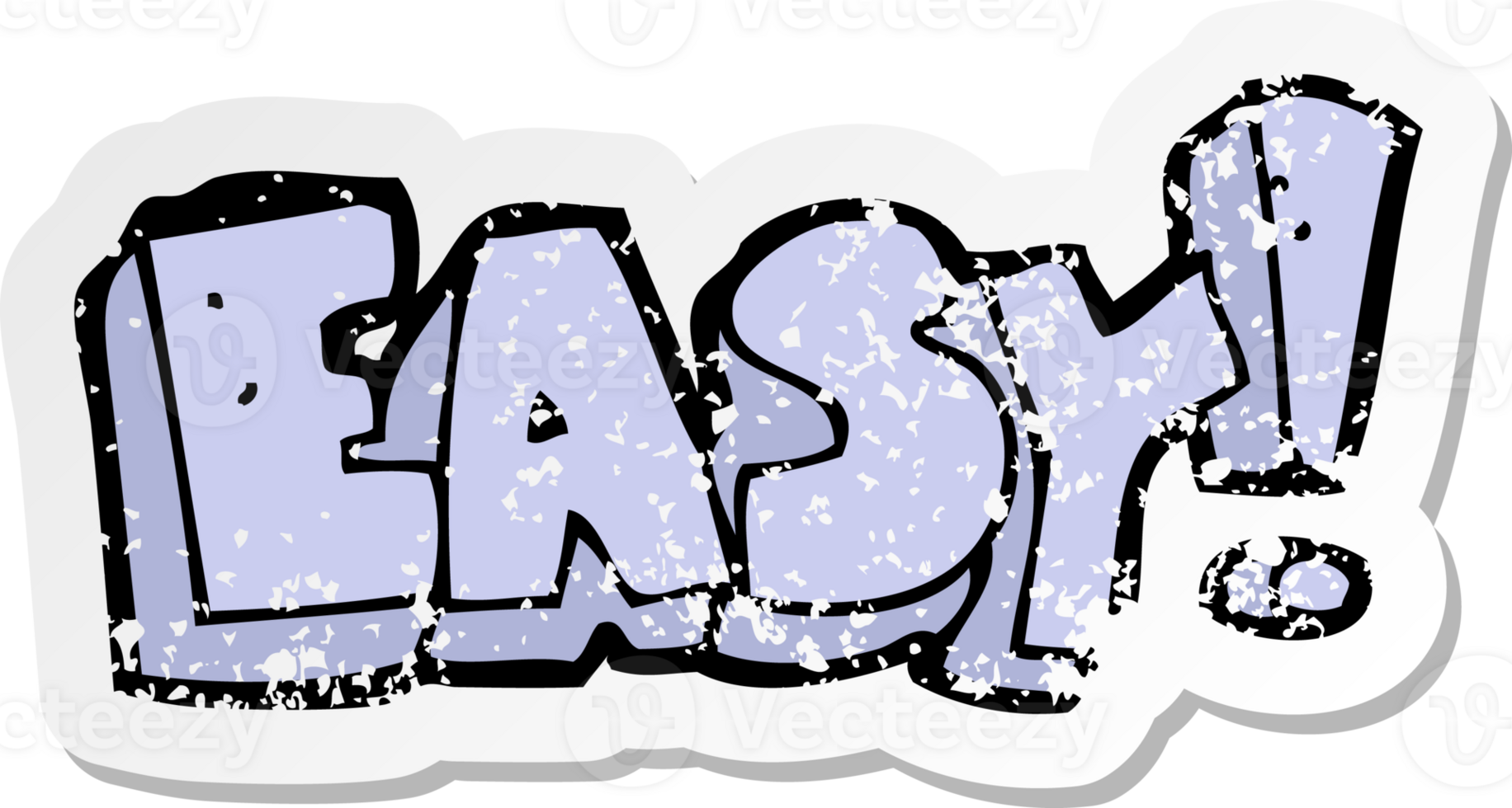 retro distressed sticker of a cartoon easy sign png