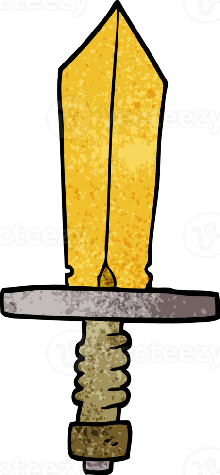 cartoon doodle of an old bronze sword png