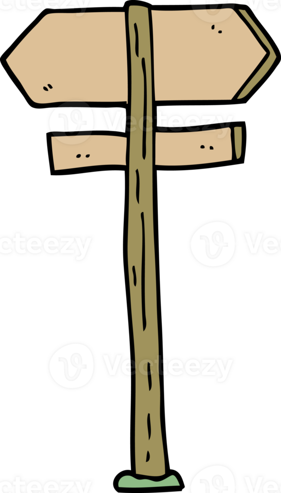 cartoon doodle direction sign png