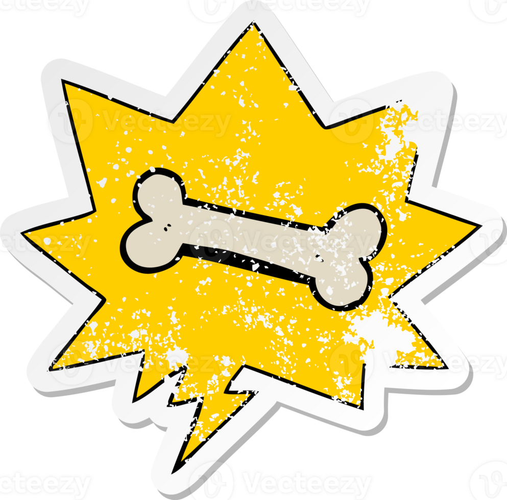 cartoon bone and speech bubble distressed sticker png