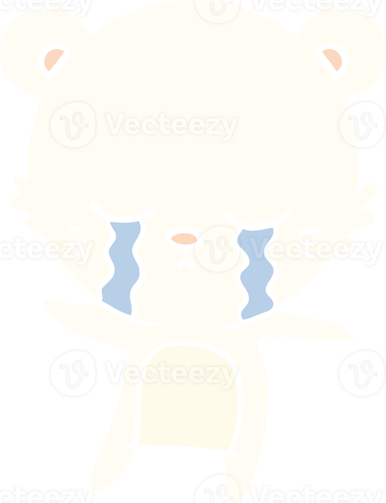 crying flat color style cartoon polarbear png
