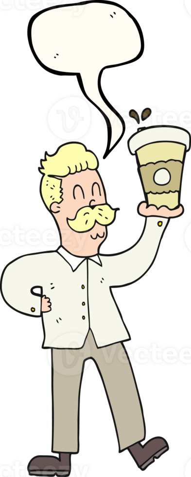 speech bubble cartoon man with coffee cups png