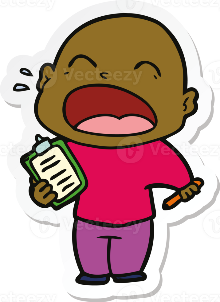 sticker of a cartoon shouting bald man png