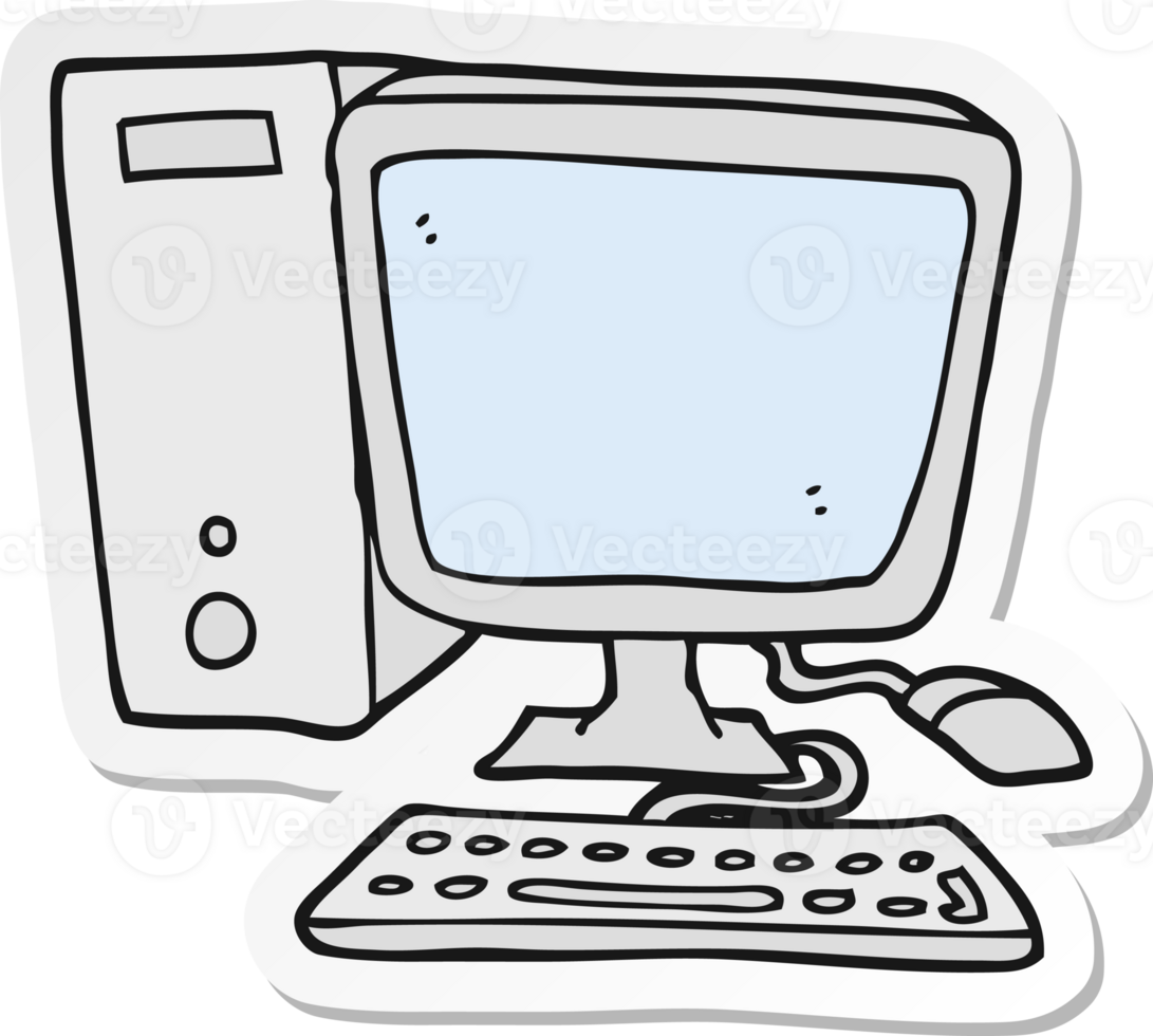 sticker of a cartoon desktop computer png