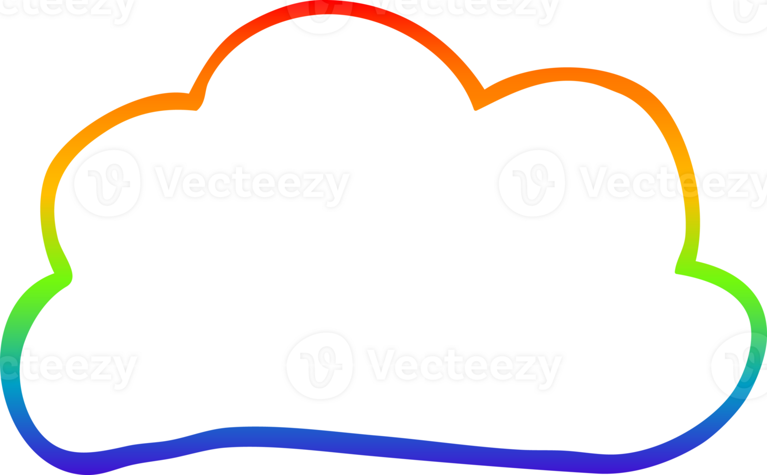 rainbow gradient line drawing cartoon weather cloud png
