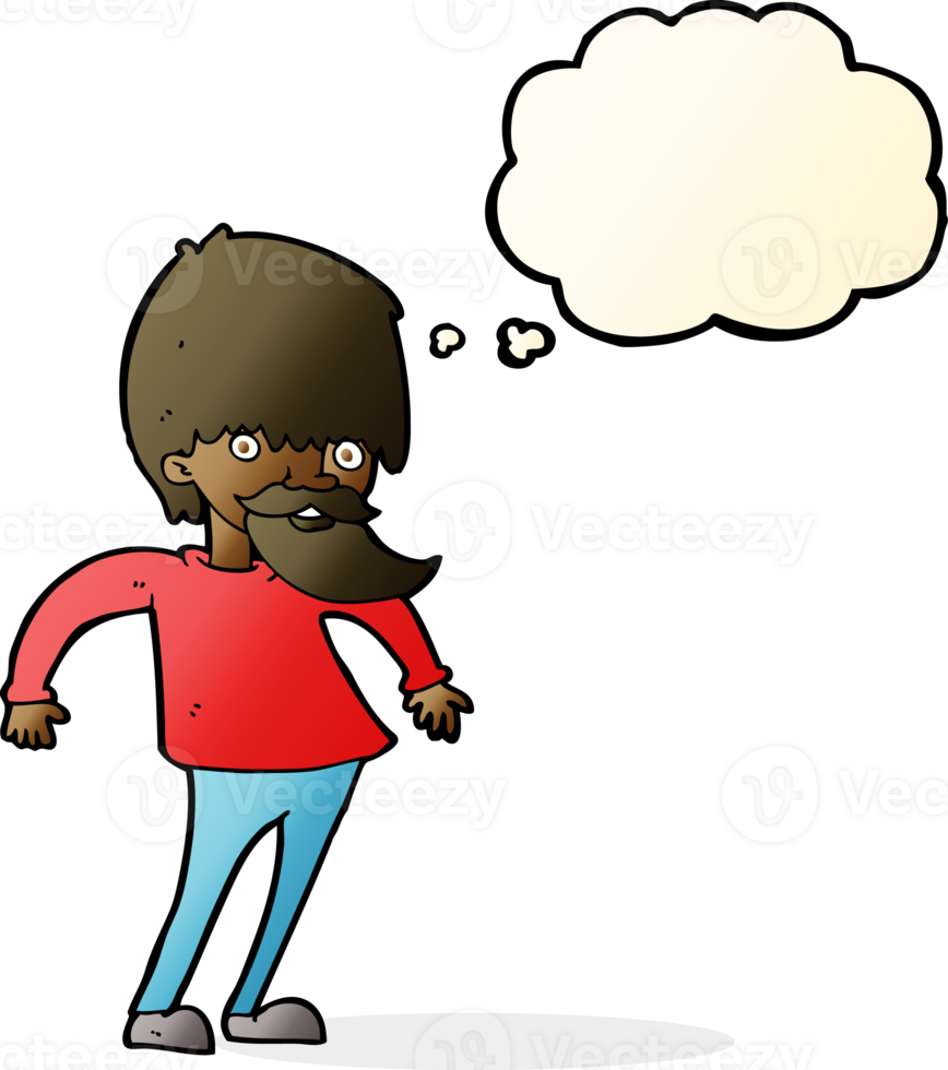 cartoon bearded man shrugging shoulders with thought bubble png