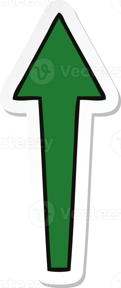sticker of a quirky hand drawn cartoon arrow png