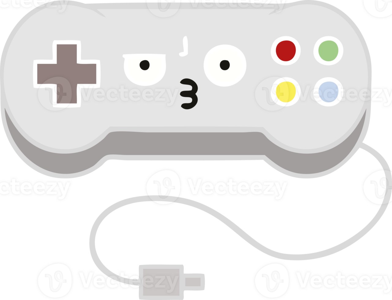 flat color retro cartoon game controller png