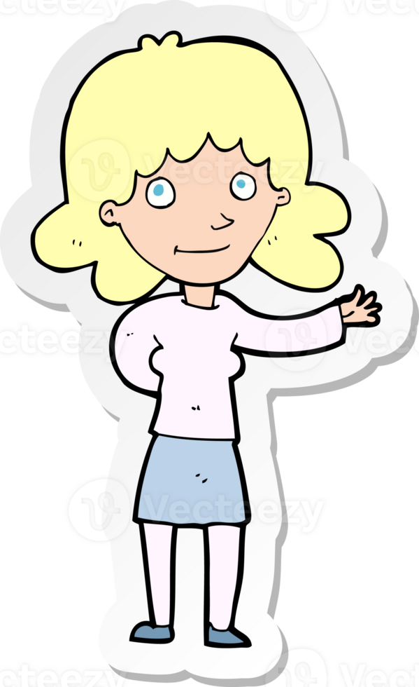 sticker of a cartoon friendly woman png