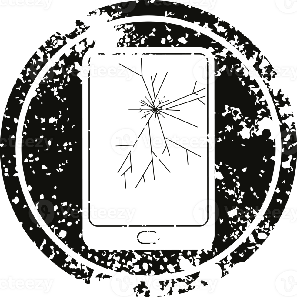 broken electronic tablet circular distressed symbol png