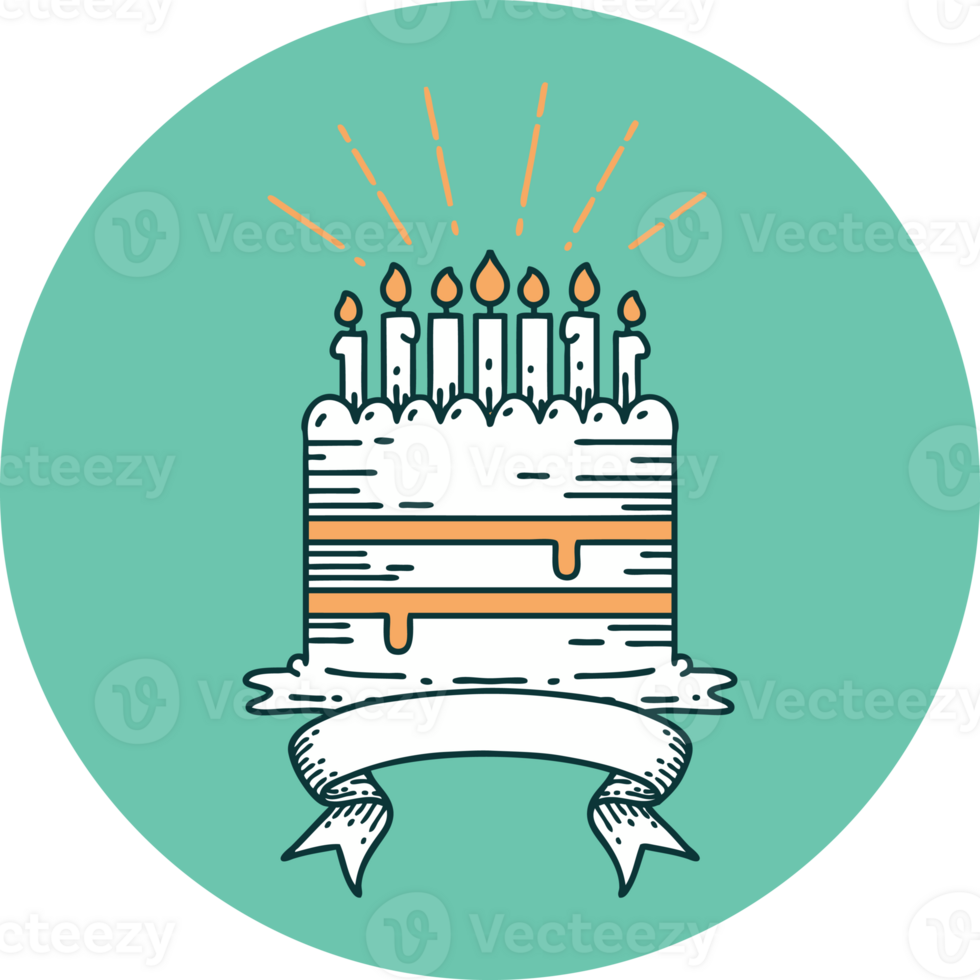 icon of tattoo style birthday cake png