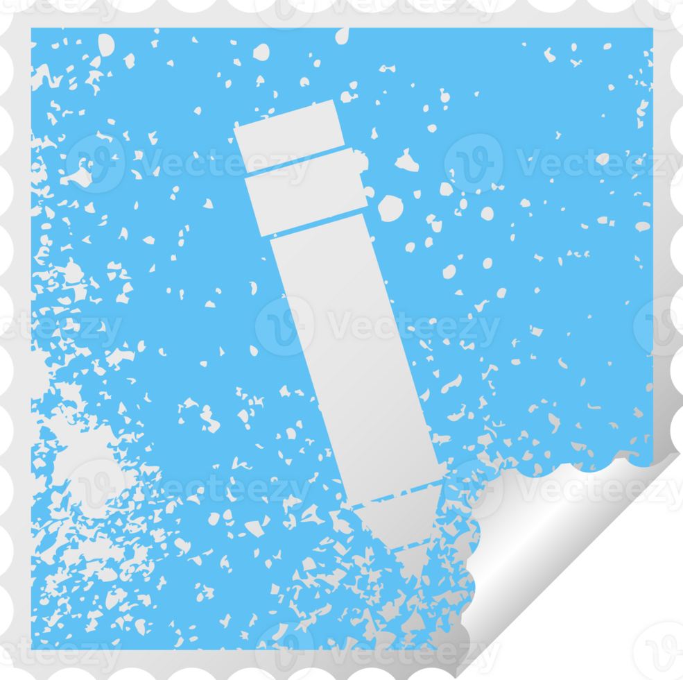 quirky distressed square peeling sticker symbol pencil png