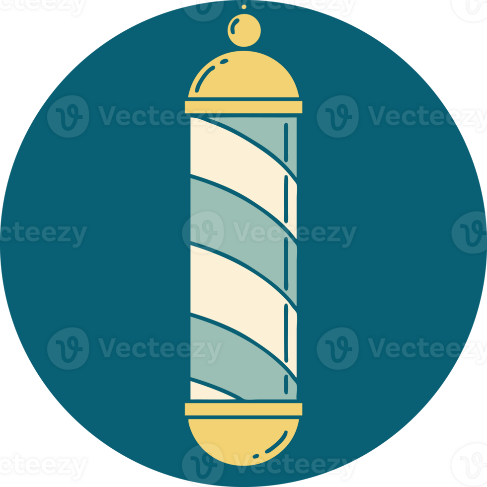 tattoo style icon of a barbers pole png