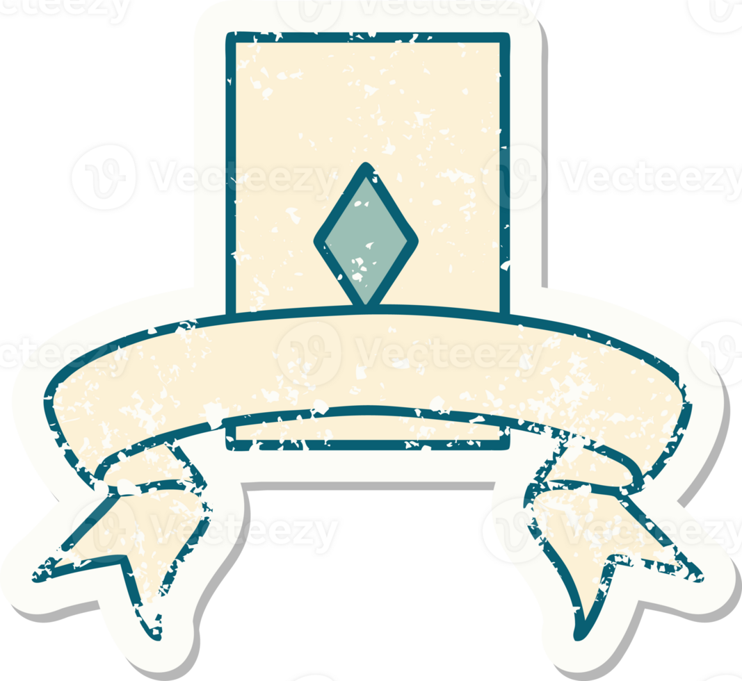 grunge sticker with banner of the ace of diamonds png