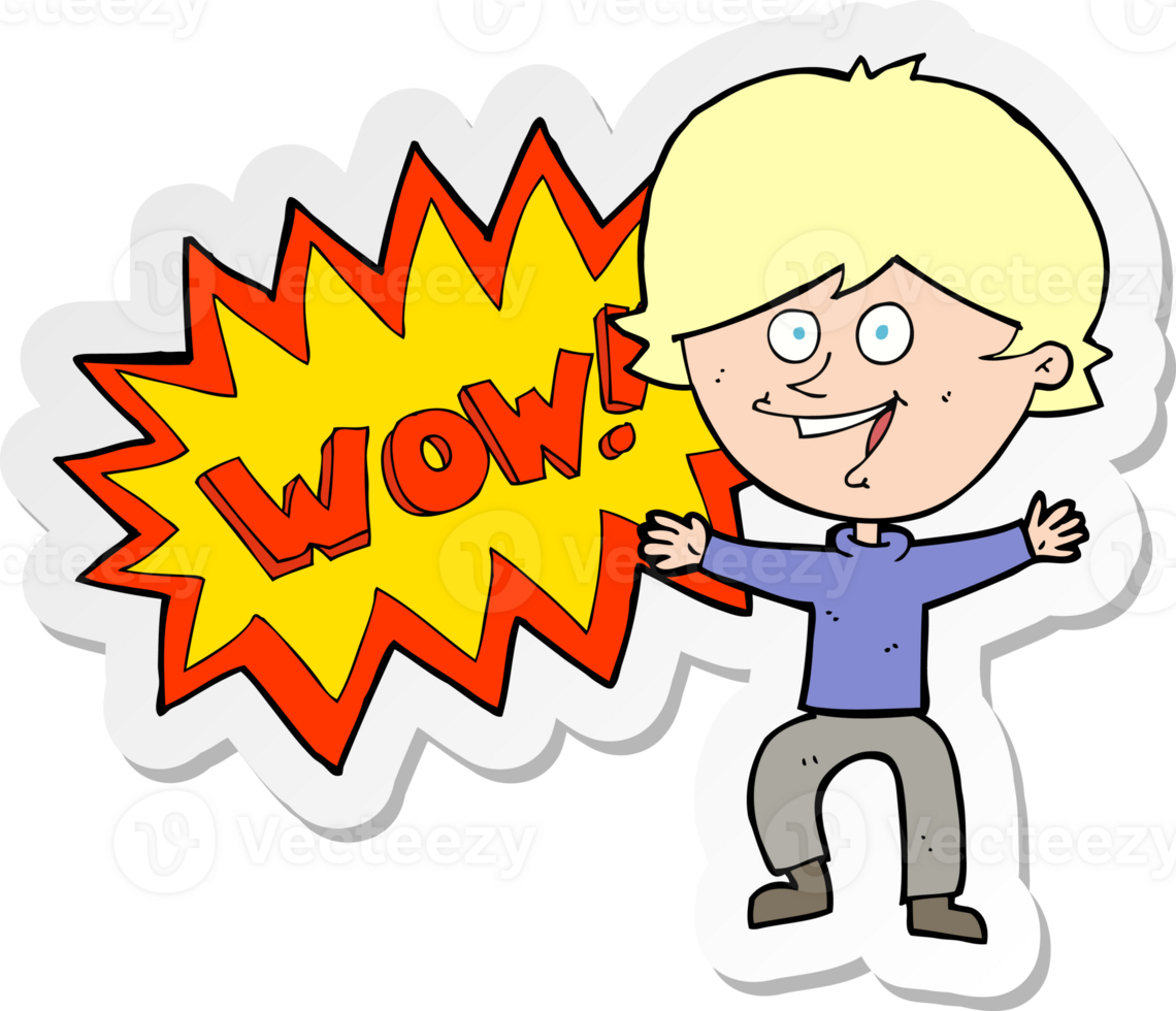 sticker of a cartoon amazed man png