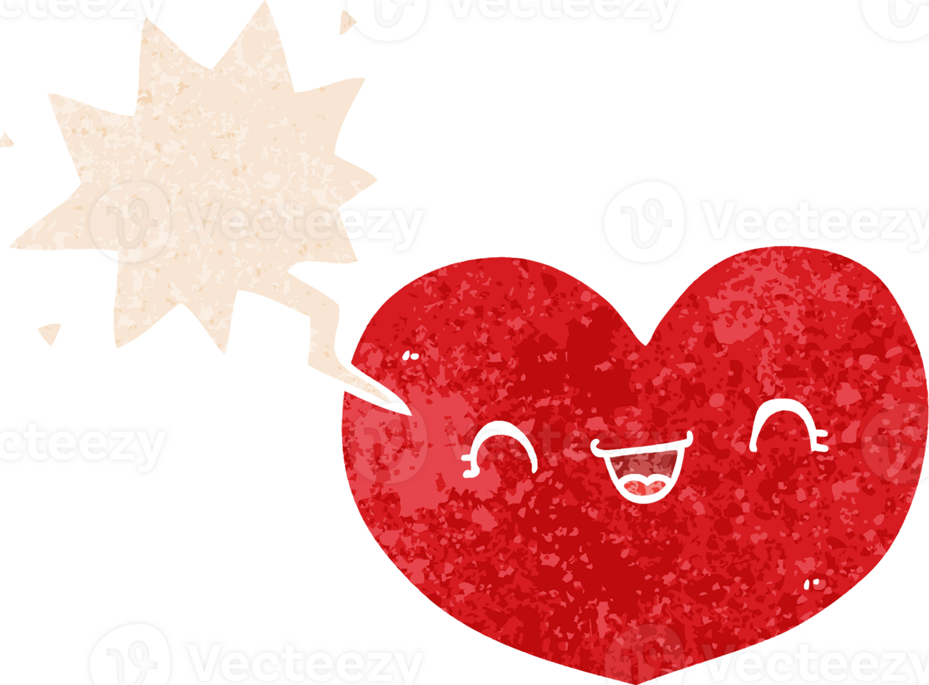 cartoon love heart and speech bubble in retro textured style png