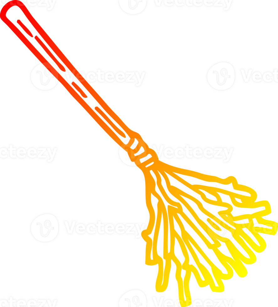 warm gradient line drawing cartoon witches broomstick png