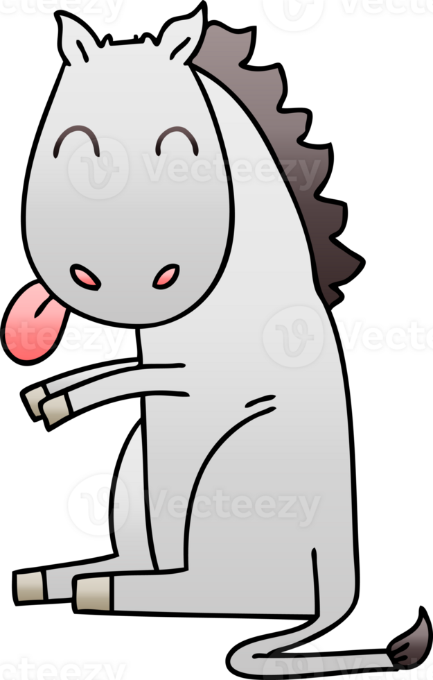 quirky gradient shaded cartoon horse png