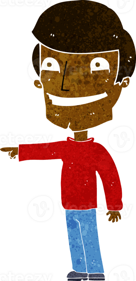 cartoon happy man pointing png