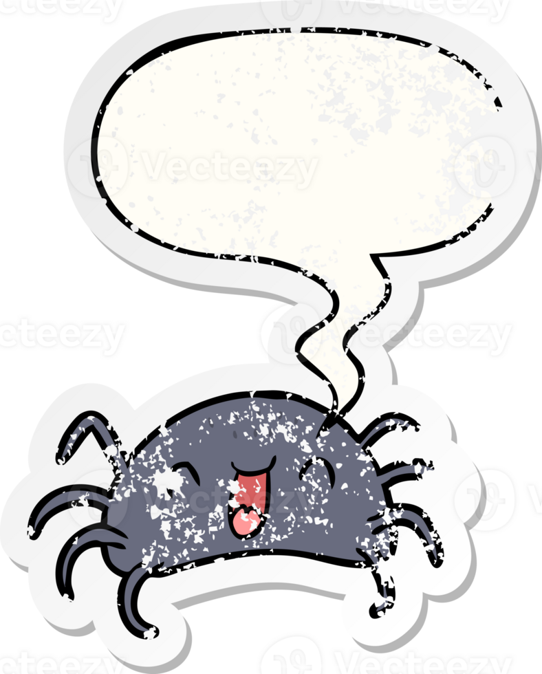 cartoon halloween spider and speech bubble distressed sticker png