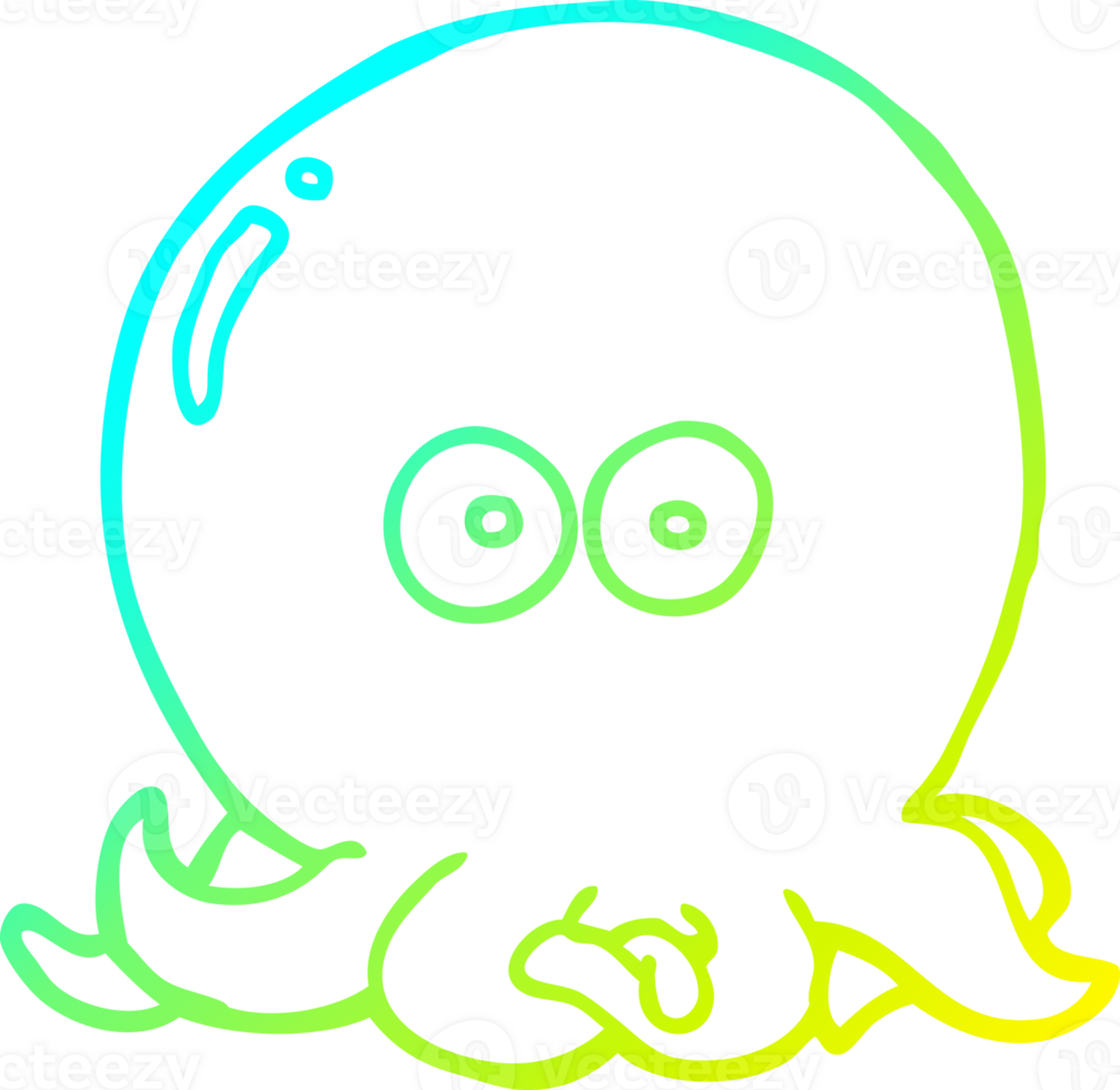 cold gradient line drawing cartoon octopus png