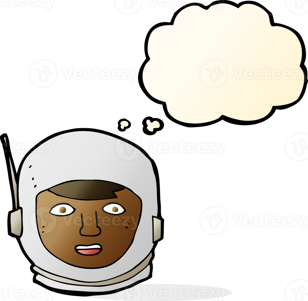 cartoon astronaut head with thought bubble png