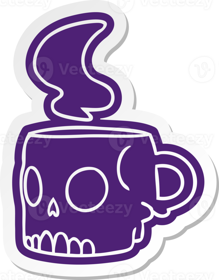 cartoon sticker of a skull mug png