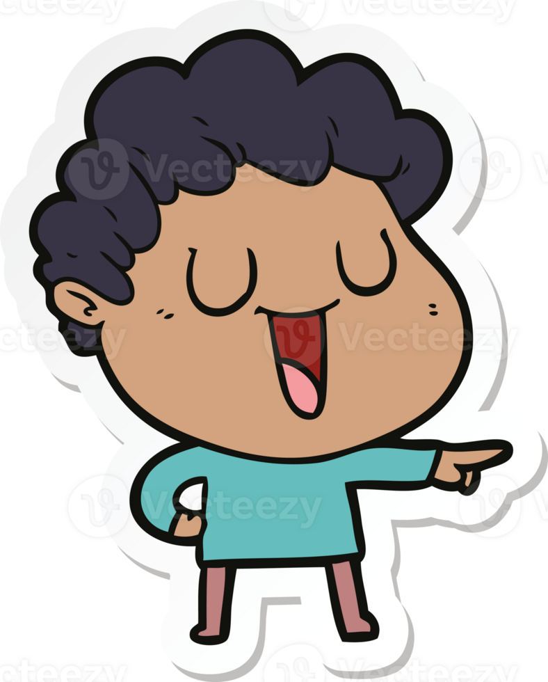 sticker of a laughing cartoon man pointing png
