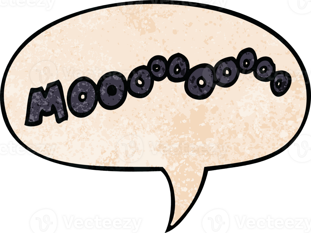 cartoon moo noise and speech bubble in retro texture style png