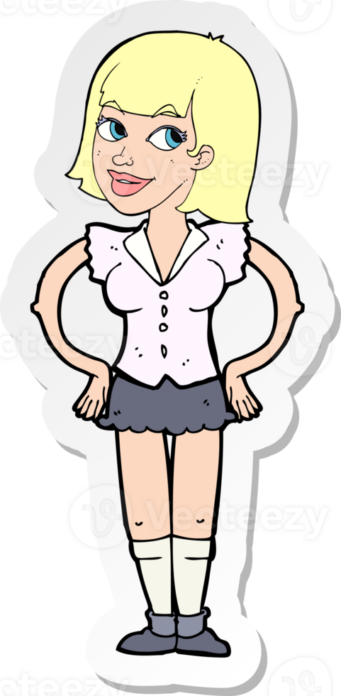 sticker of a cartoon woman with hands on hips png