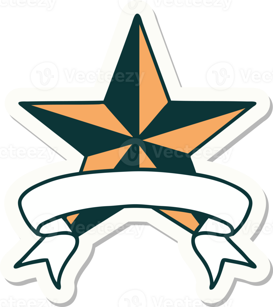 tattoo sticker with banner of a star png