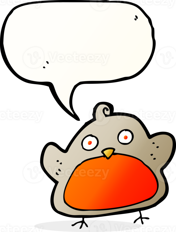 cartoon christmas robin with speech bubble png