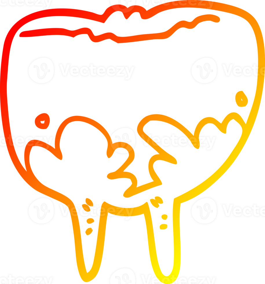 warm gradient line drawing cartoon tooth png
