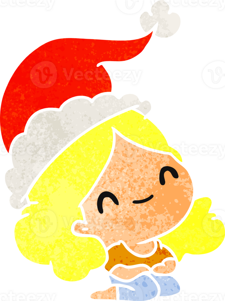 christmas retro cartoon of kawaii girl png