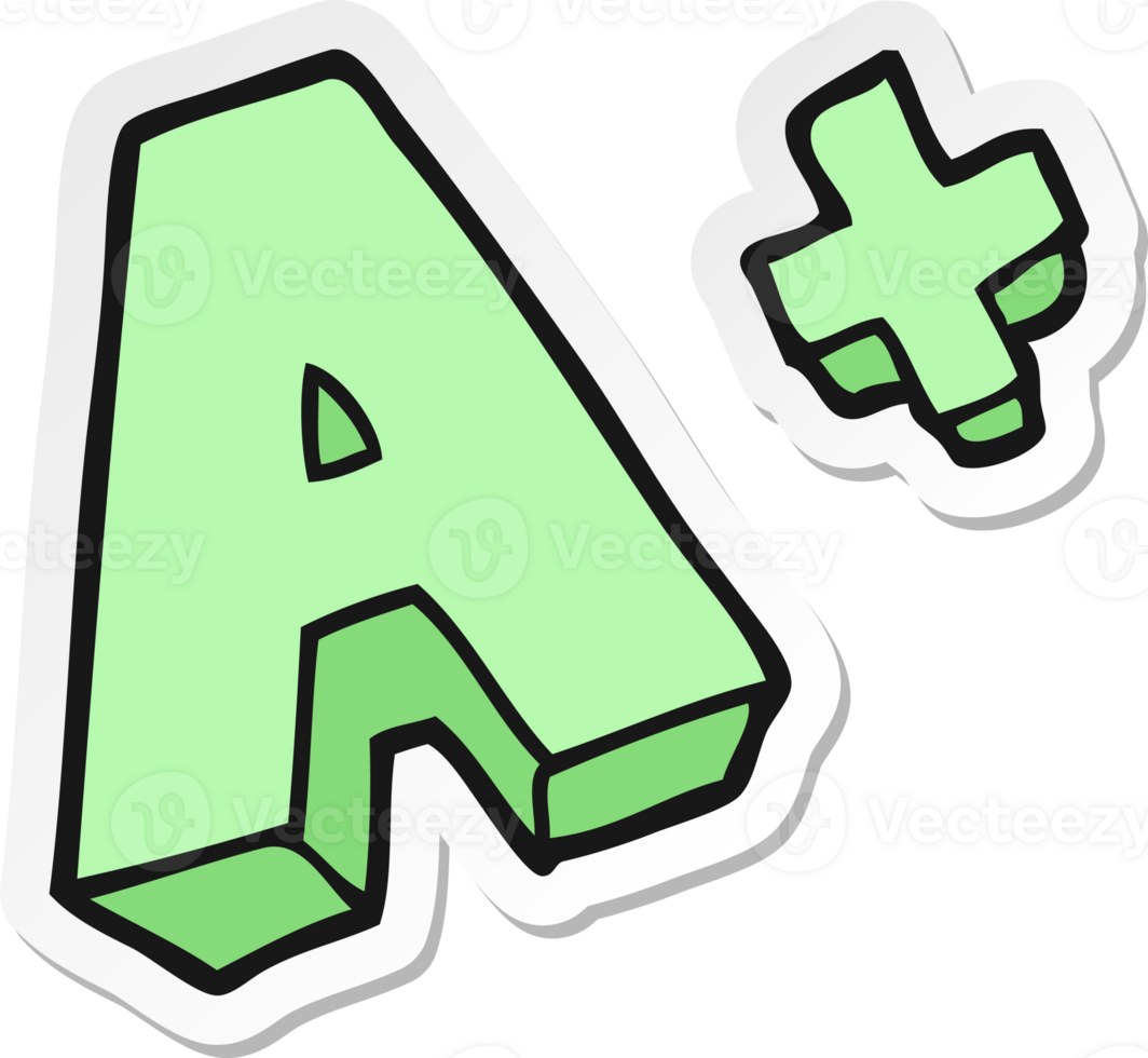 sticker of a cartoon A grade symbol png