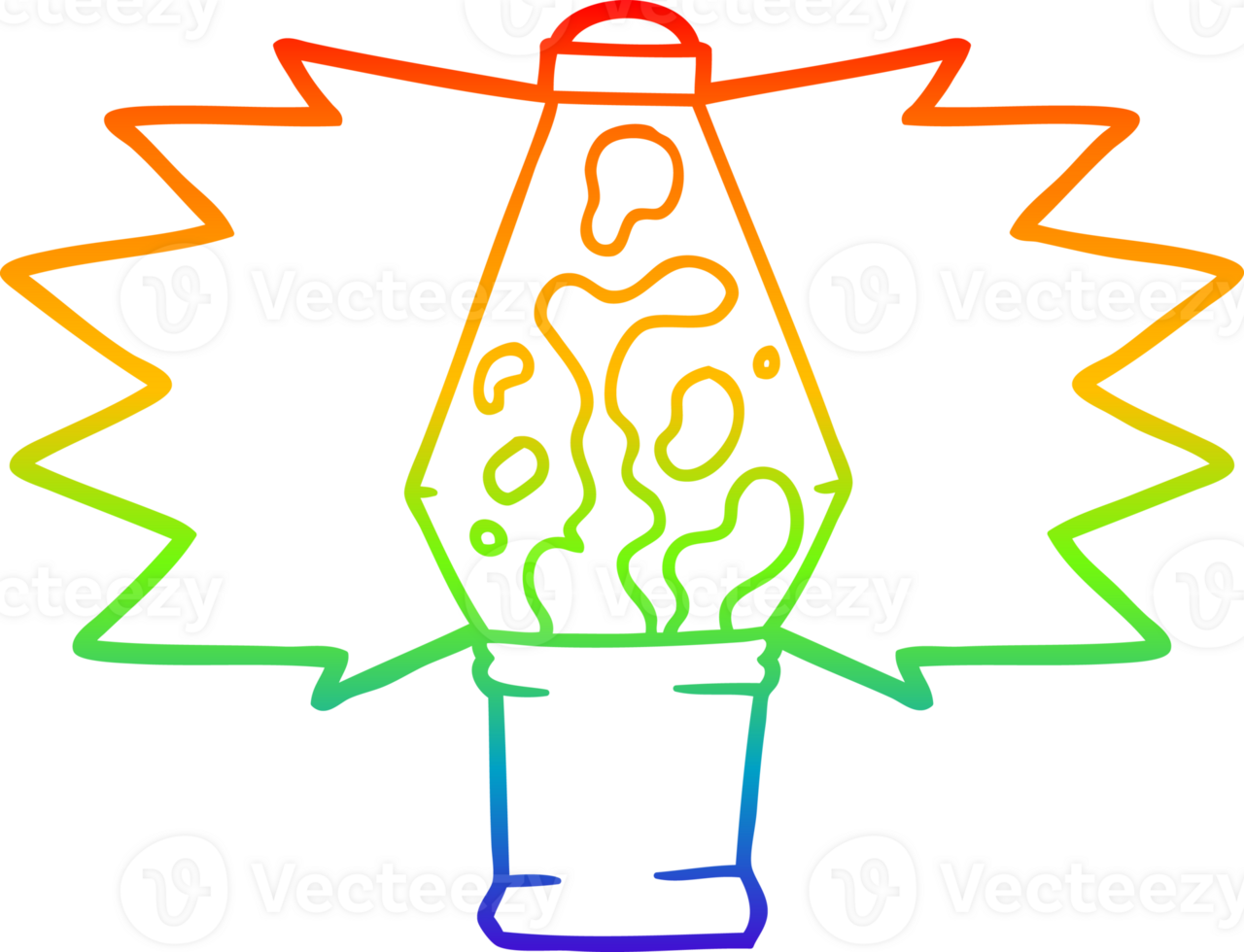 rainbow gradient line drawing cartoon lava lamp png