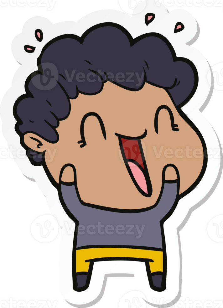 sticker of a cartoon happy man png