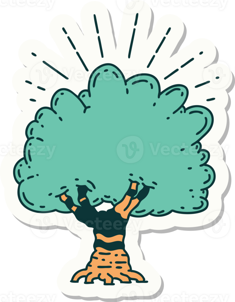 sticker of tattoo style tree png
