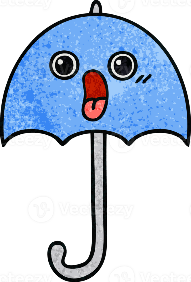 retro grunge texture cartoon umbrella png