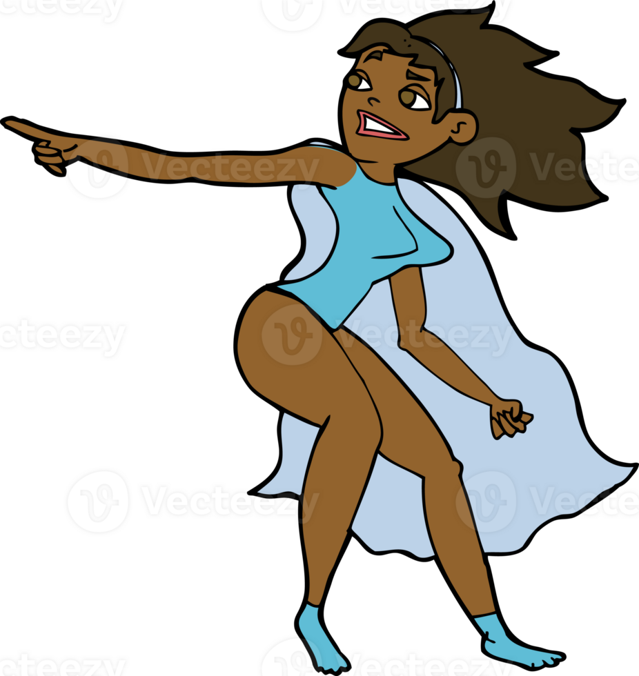 cartoon superhero woman pointing png