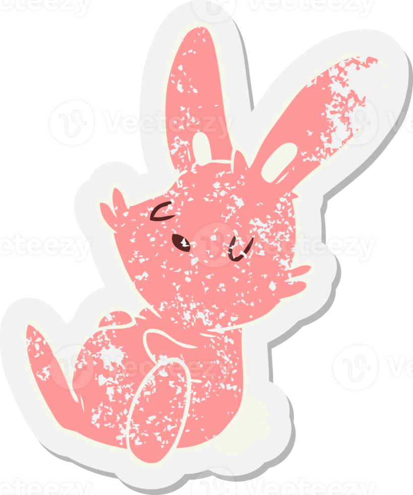 cartoon rabbit sleeping grunge sticker png