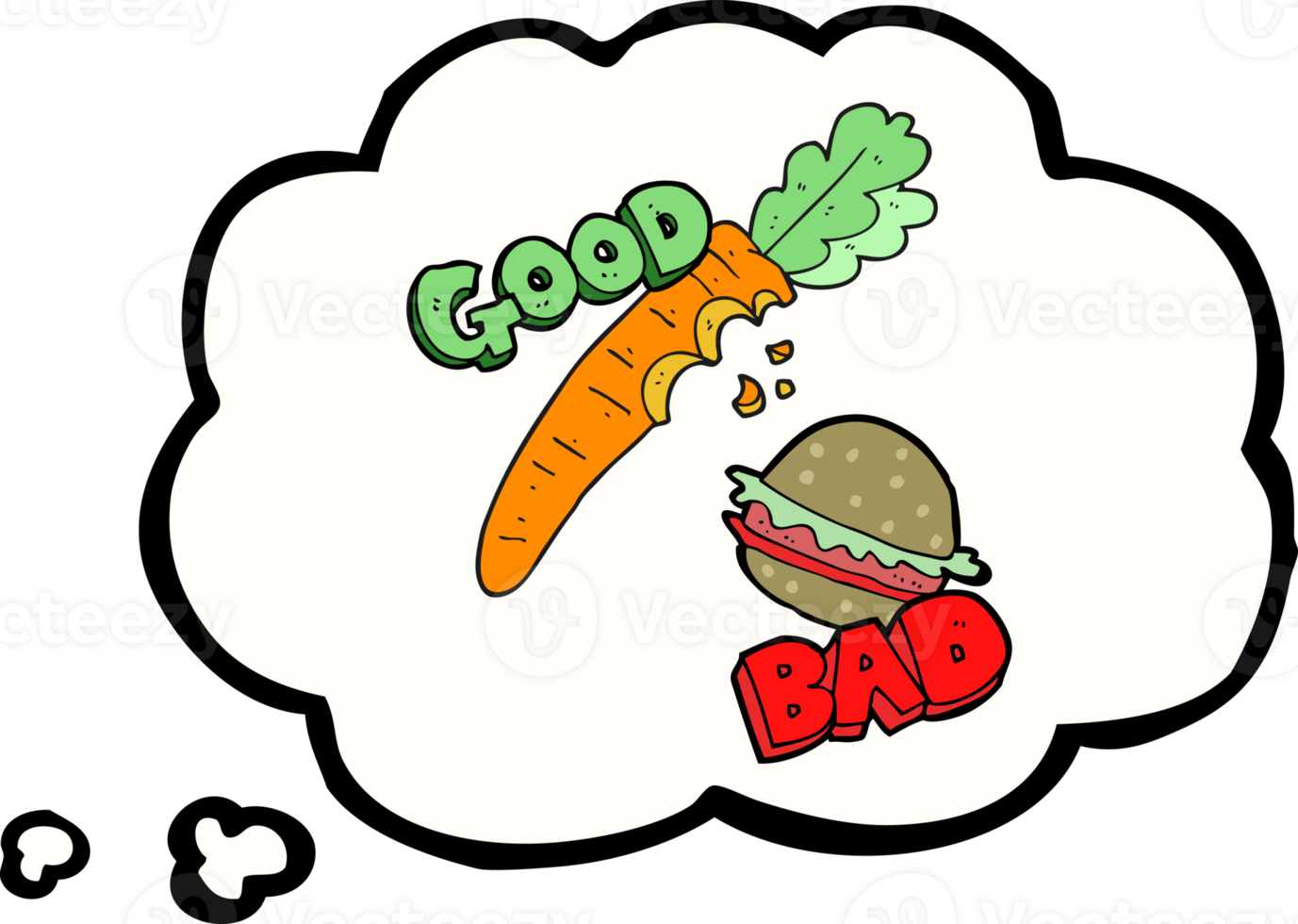 thought bubble cartoon good and bad food png