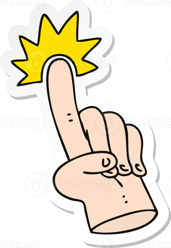 sticker of a pointing finger quirky hand drawn cartoon png