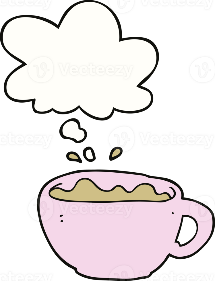 cartoon coffee cup and thought bubble png