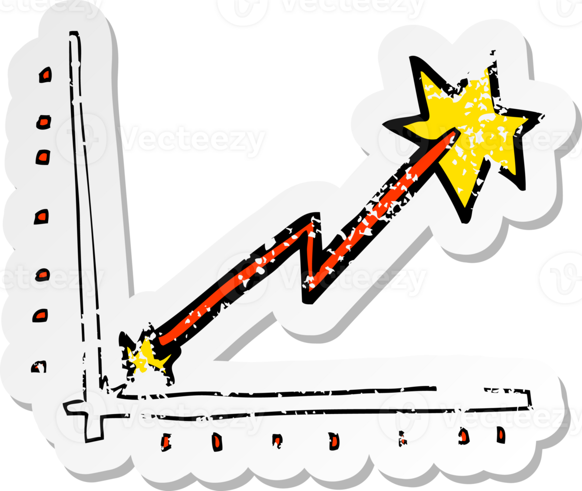 retro distressed sticker of a cartoon business chart doodle png