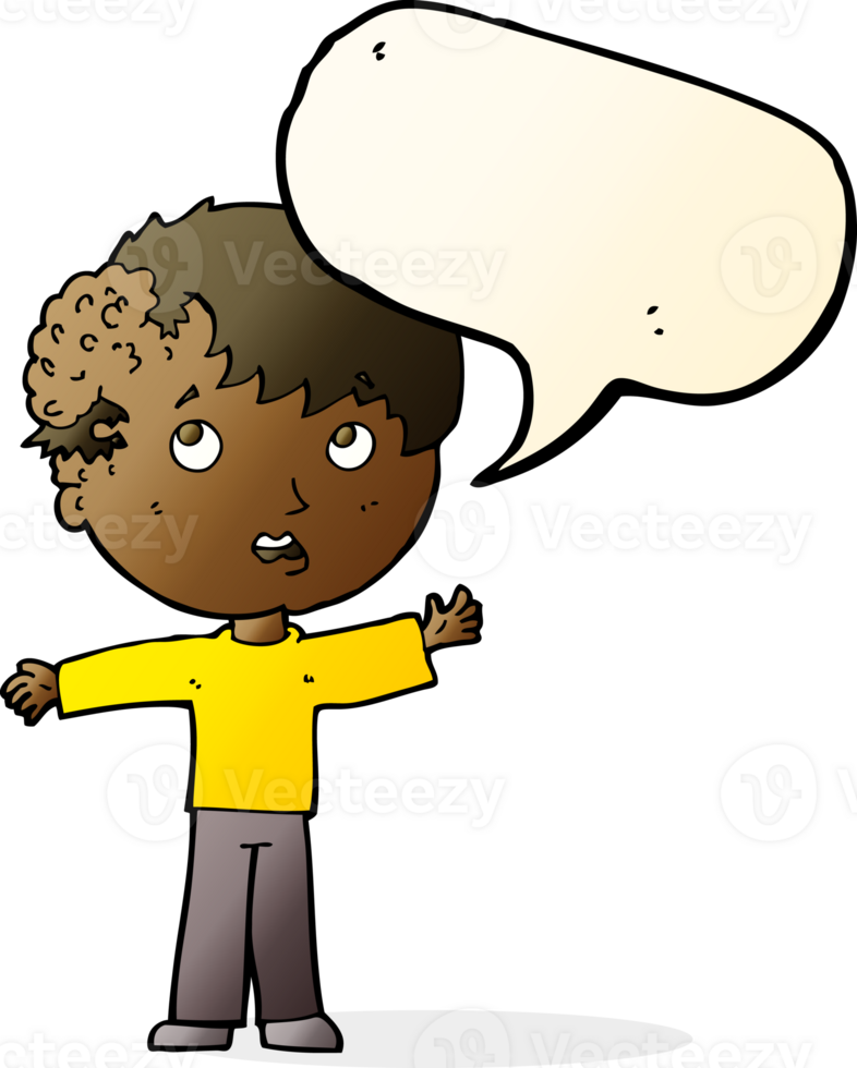 cartoon boy with growth on head with speech bubble png