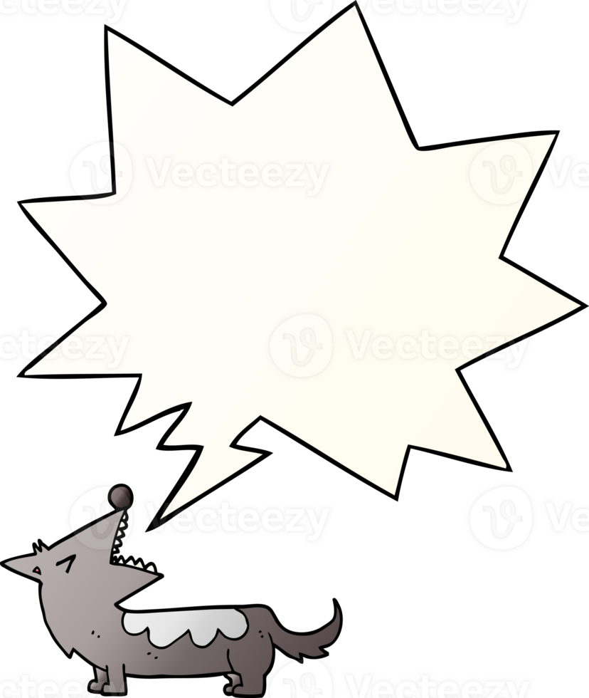 cartoon dog and speech bubble in smooth gradient style png